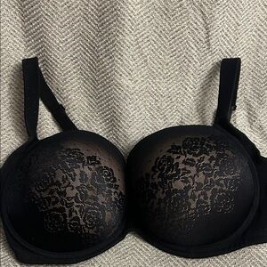 Soma Black Rose Lace Padded Underwire Bra - 38G
